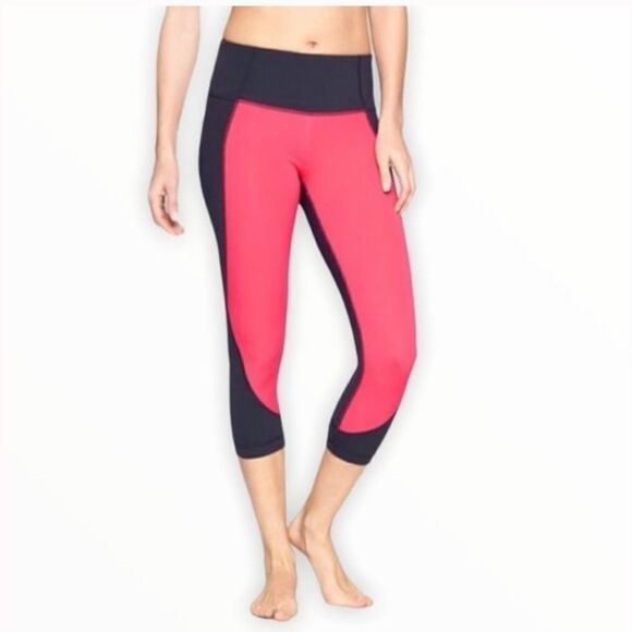 Athleta Salutation Color Block Capri Pink Navy - Picture 1 of 10